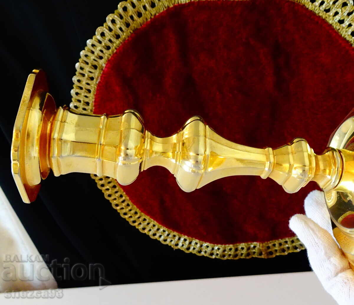 Auction  Bronze candlestick BMF, thick gold plating, 565 g
