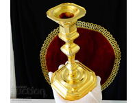 Sfeșnic de bronz BMF, aurire groasă, 565 gr