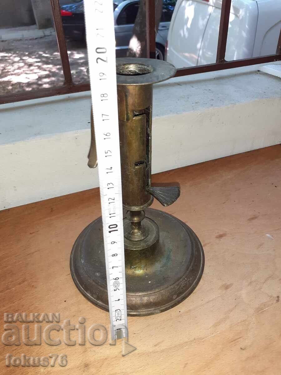 Стар бронзов свещник с механизъм за регулиране на свеща - 7