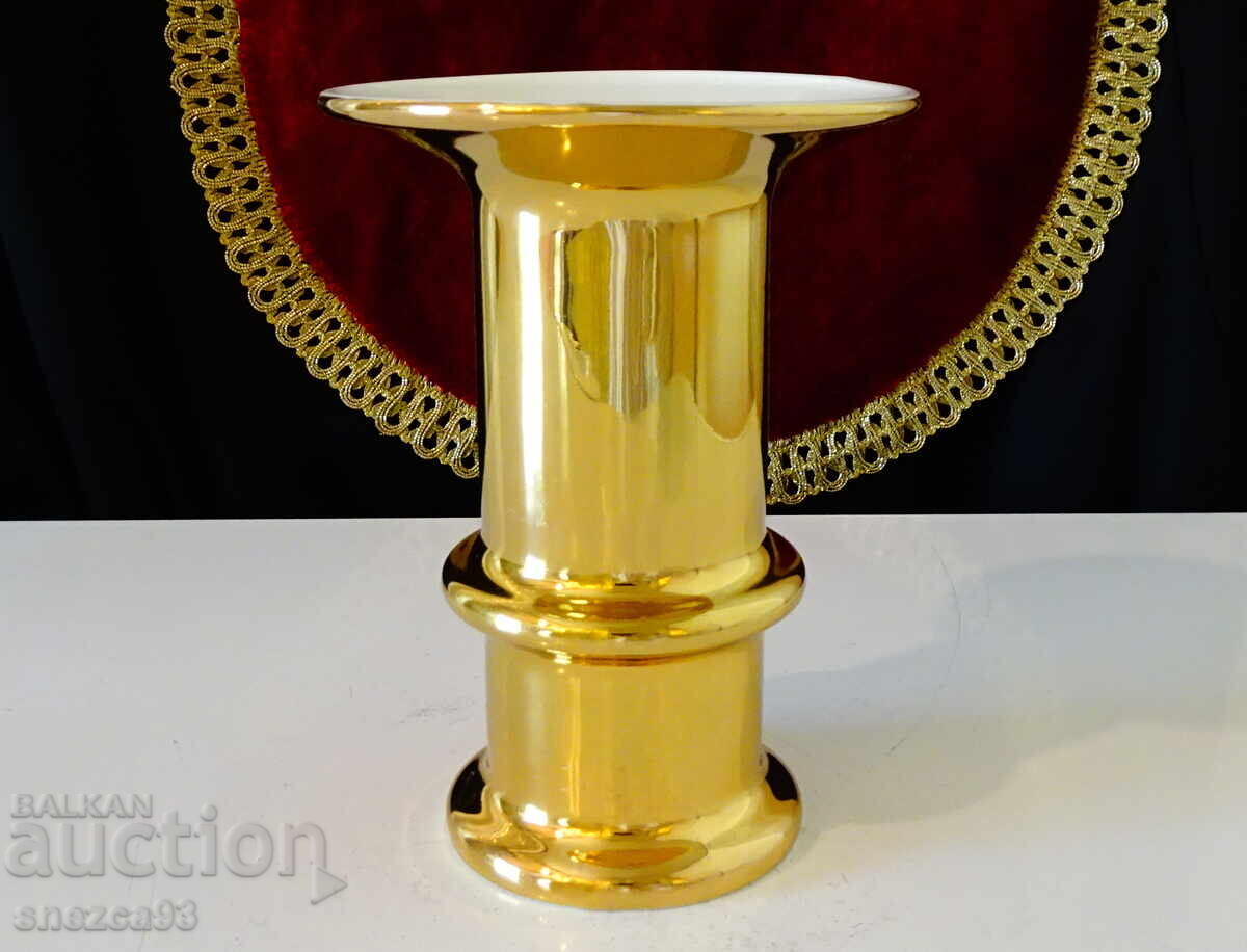 Porcelain vase Bavarian porcelain Gerold, 24 karat gold