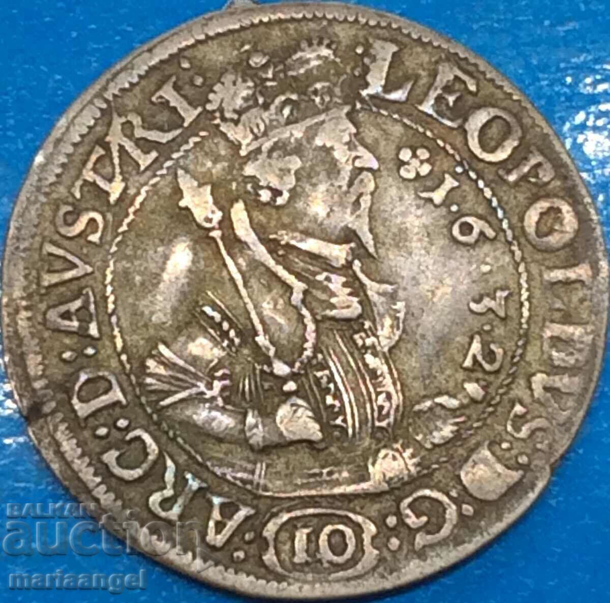 Austria 10 Kreuzer 1632 Leopold V Tyrol Silver - RARE!!! Austria 10 Kreuzer 1632 Leopold V Tyrol Silver - RARE!!!