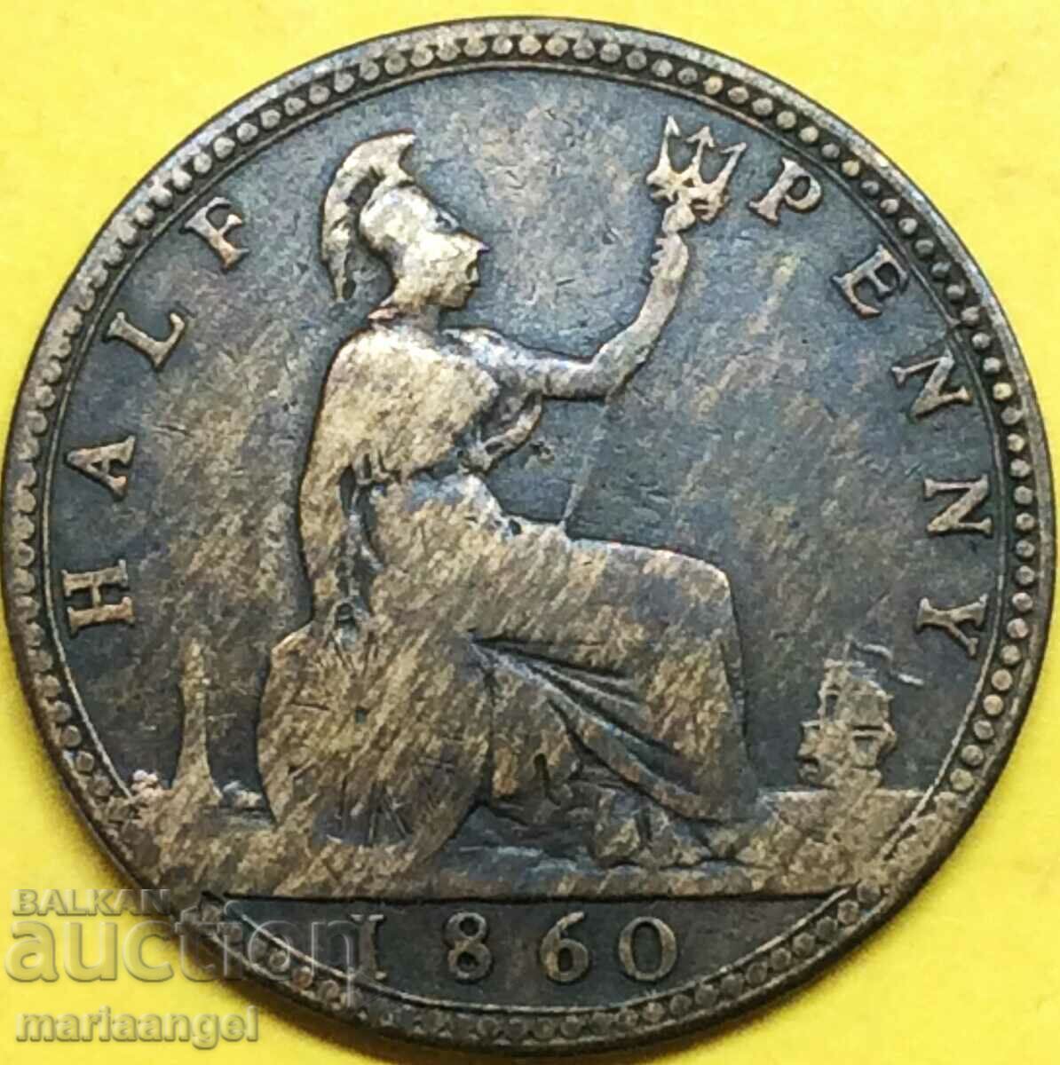 Μεγάλη Βρετανία 1/2 πένα 1860 Victoria mint London Μεγάλη Βρετανία 1/2 πένα 1860 Victoria mint London