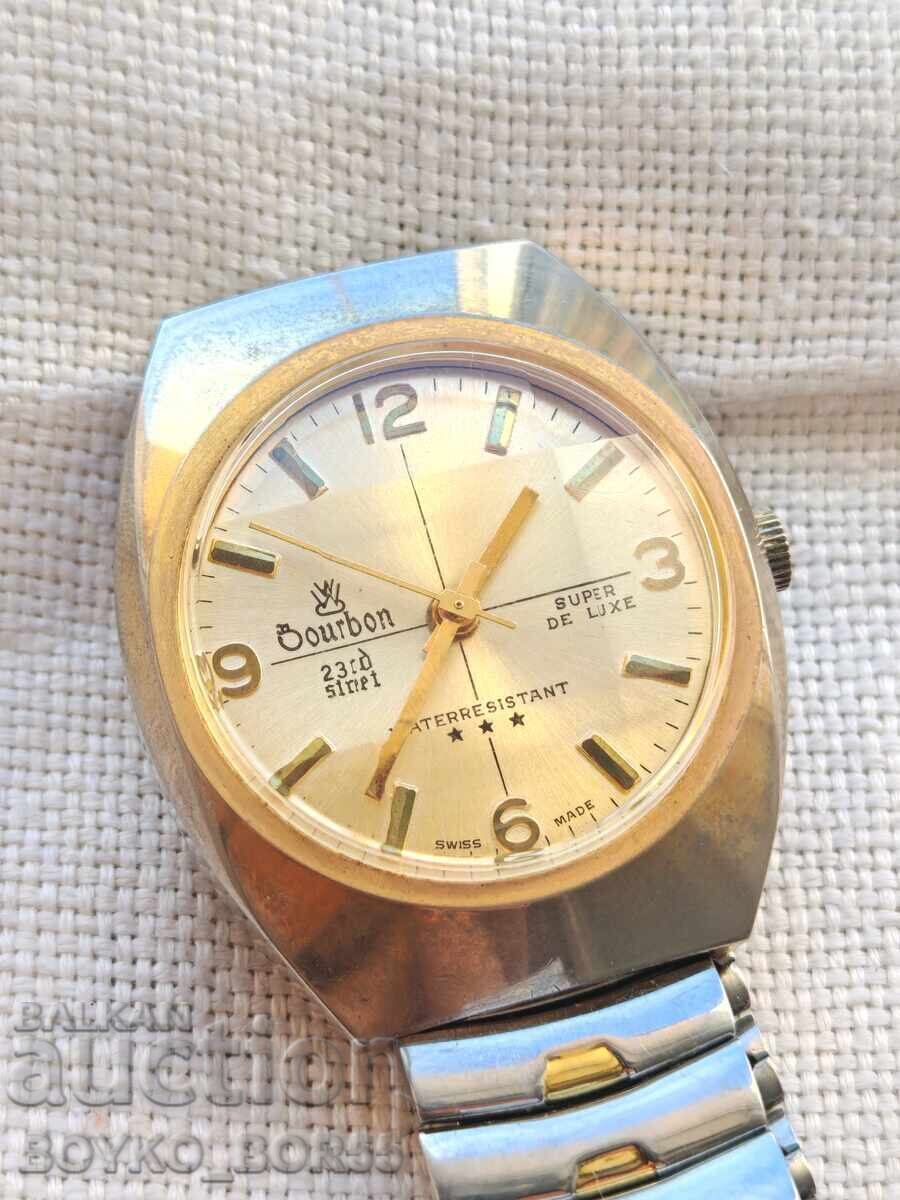 Σπάνιο Αυθεντικό Ελβετικό Ανδρικό Ρολόι Χεριού BOURBON με τιμή 89.00 BGN | € 45.50 Σπάνιο Αυθεντικό Ελβετικό Ανδρικό Ρολόι Χεριού BOURBON με τιμή 89.00 BGN | € 45.50