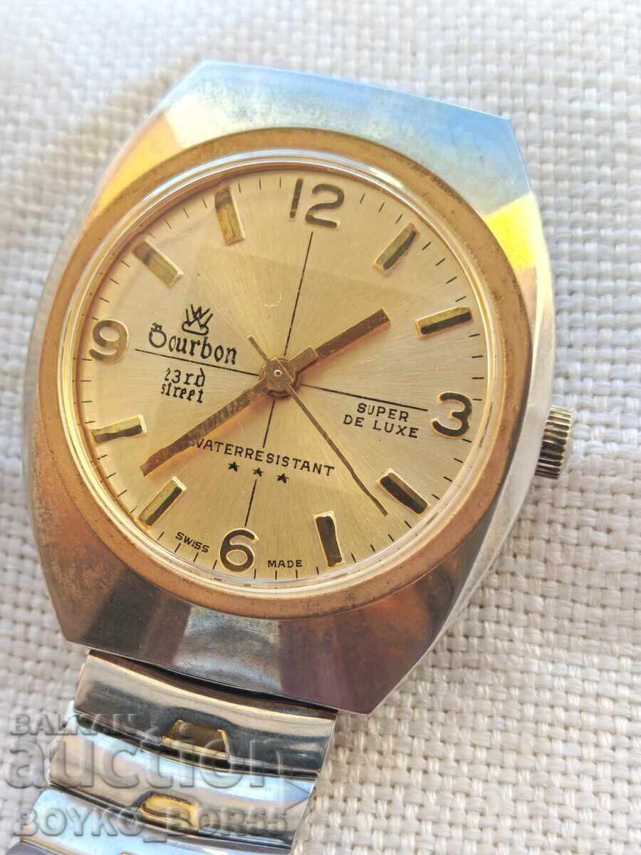 Σπάνιο Αυθεντικό Ελβετικό Ανδρικό Ρολόι Χεριού BOURBON Σπάνιο Αυθεντικό Ελβετικό Ανδρικό Ρολόι Χεριού BOURBON