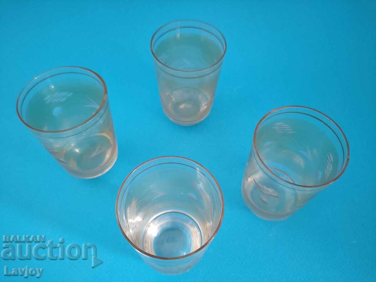 Auction  Glass cups 4 pcs. gold rim