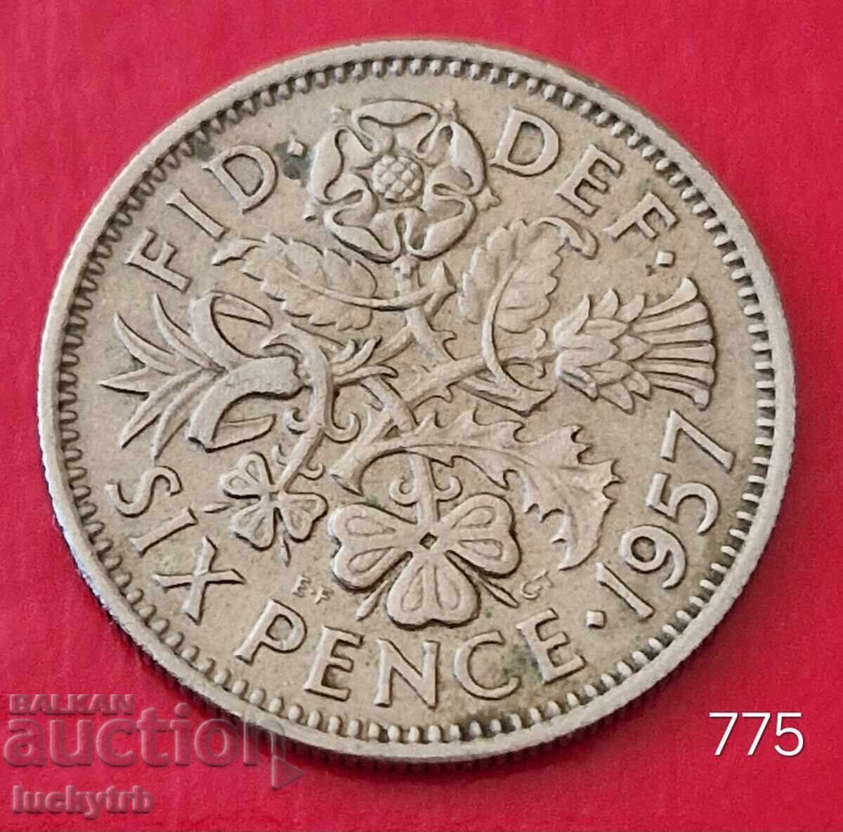 6 pence 1957 - Marea Britanie