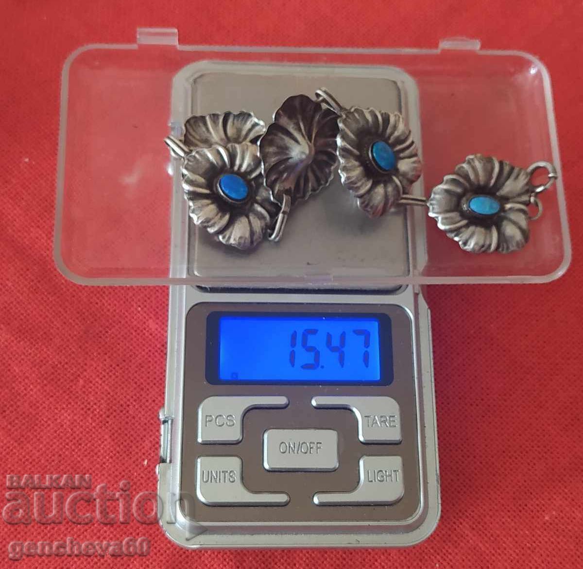 RYADKA Αντίκα βραχιόλι,,Sterling" ασήμι και τυρκουάζ - 7