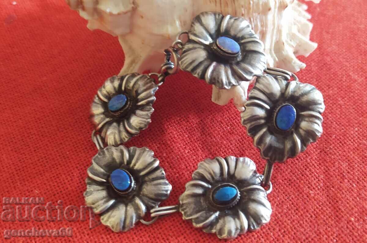 BRĂȚARĂ Vintage, "Sterling" argint și turcoaz