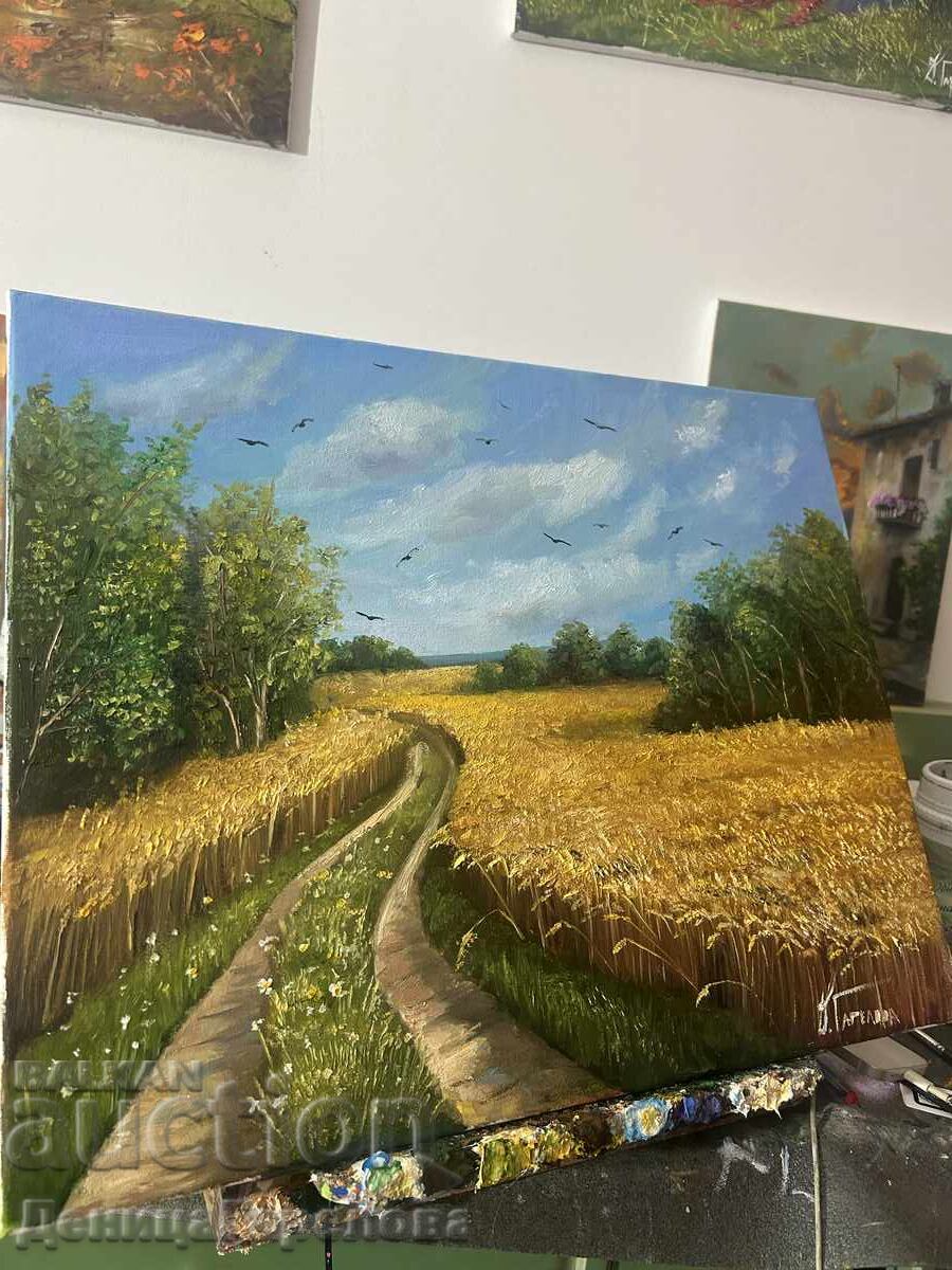 Auction  Denitsa Garelova painting 50/40 "Path Among the Wheat"