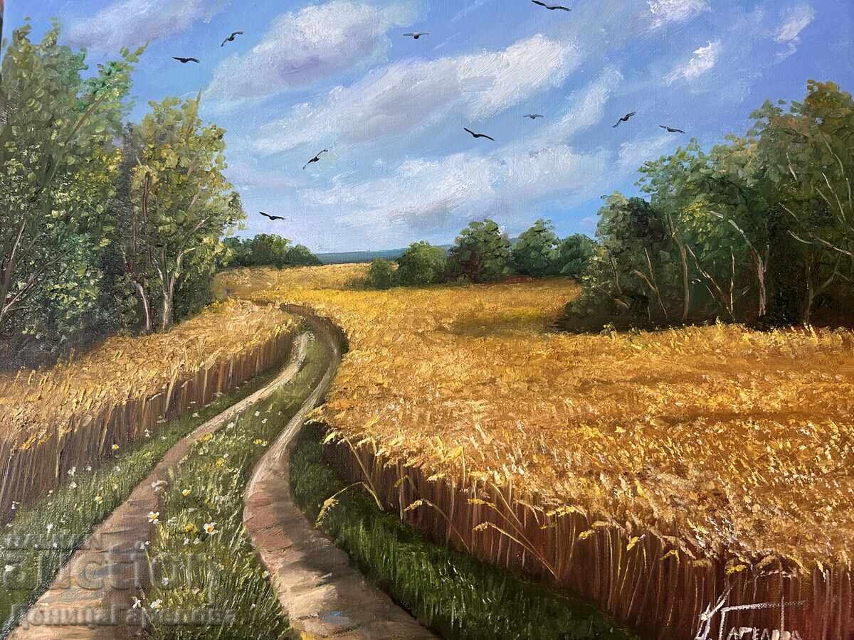 Delivery of Denitsa Garelova painting 50/40 "Path Among the Wheat"