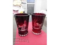 2 Antique Bohemia Glasses, Erotic