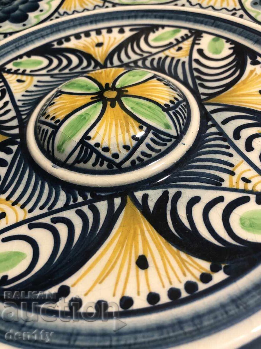 голяма испанска керамична стенна чиния Manises - 6