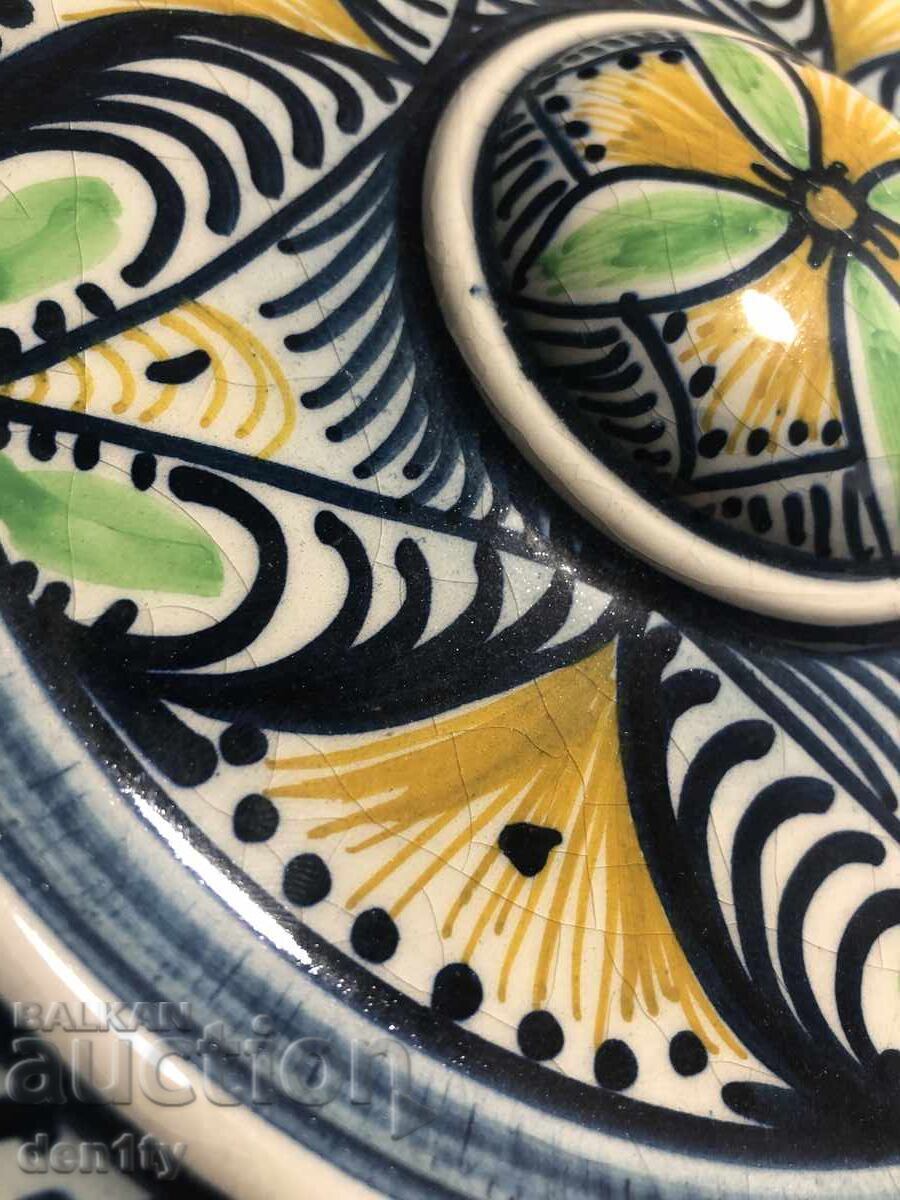 голяма испанска керамична стенна чиния Manises - 7