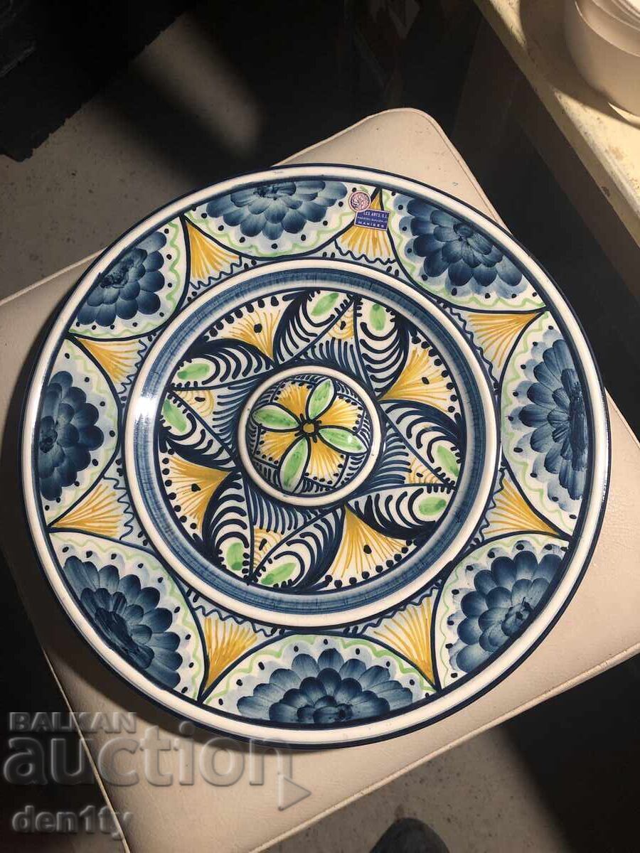 голяма испанска керамична стенна чиния Manises