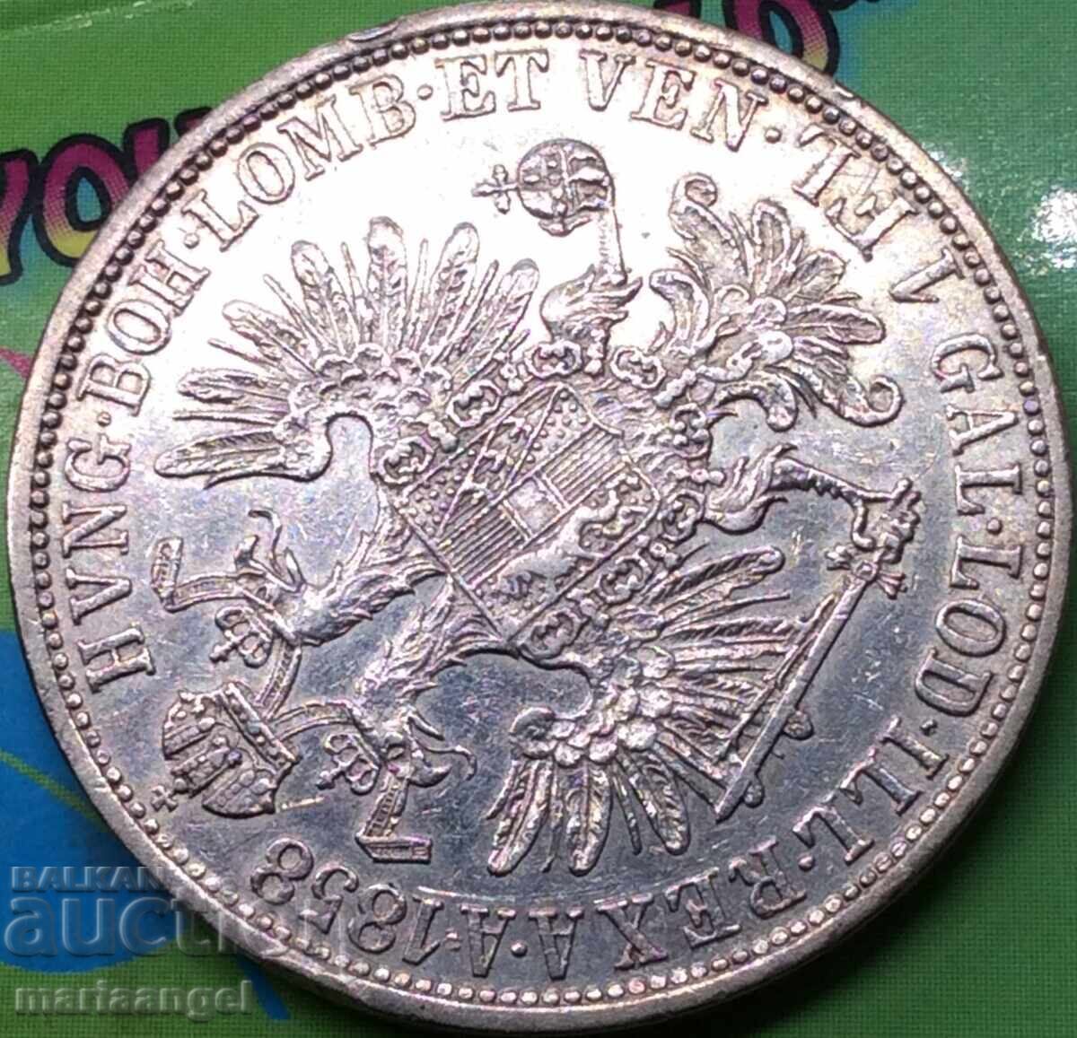 Αυστρία 1 florin 1858 A - Βιέννη Franz Josef ασημένια πατίνα - 5