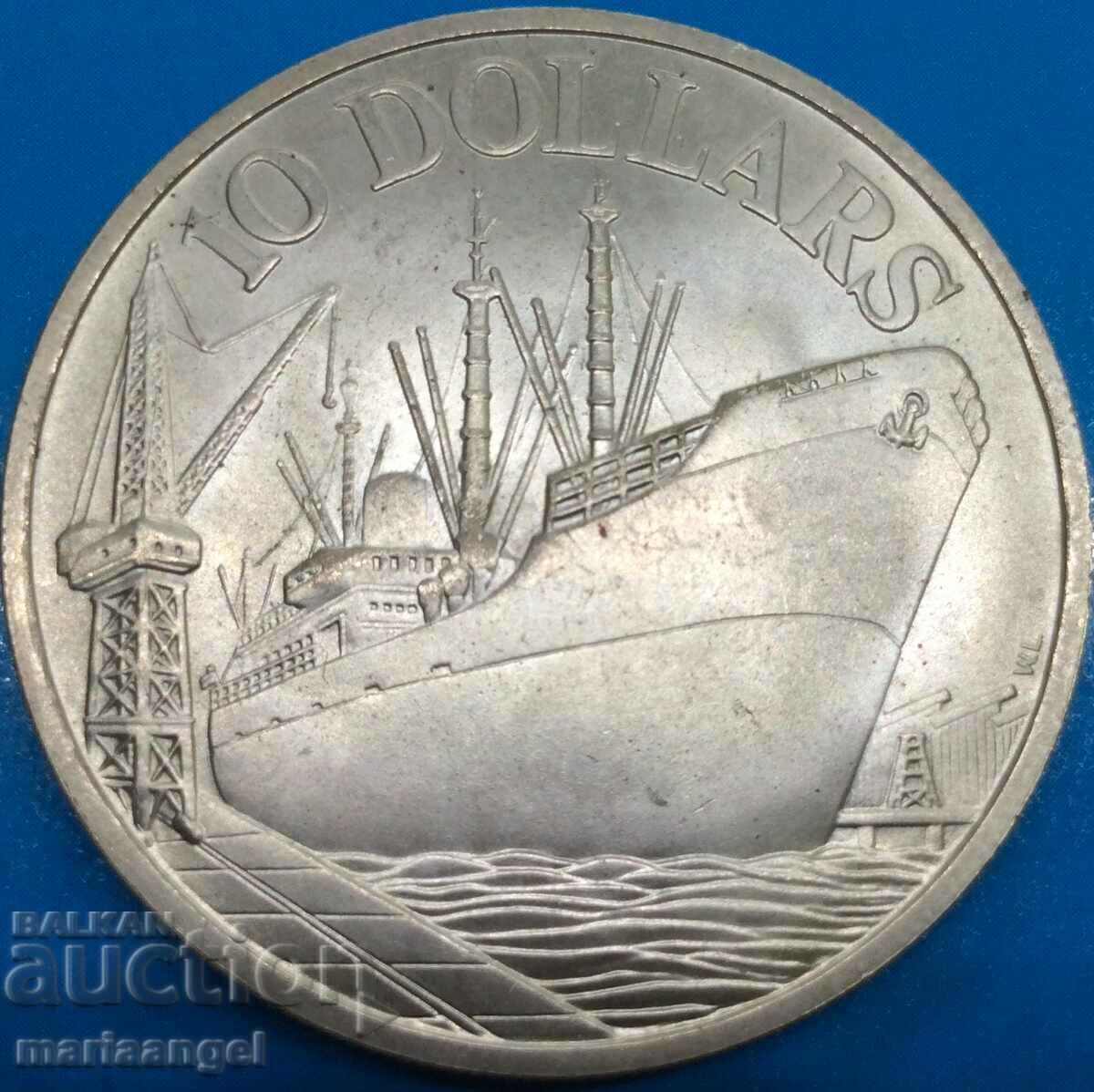 Auction  Singapore 1977 10 Dollars 1 Oz 31.30g Silver