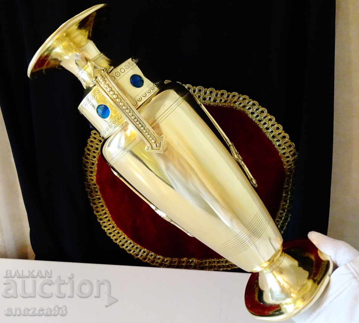 Royal bronze candlestick, vase, ruby, sapphire, 35 cm, 780 g - 5