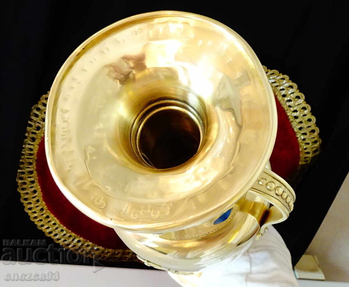 Royal bronze candlestick, vase, ruby, sapphire, 35 cm, 780 g - 6