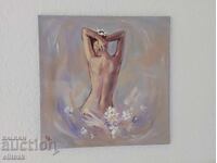 Картина маслени бои "Момиче с орхидеи"