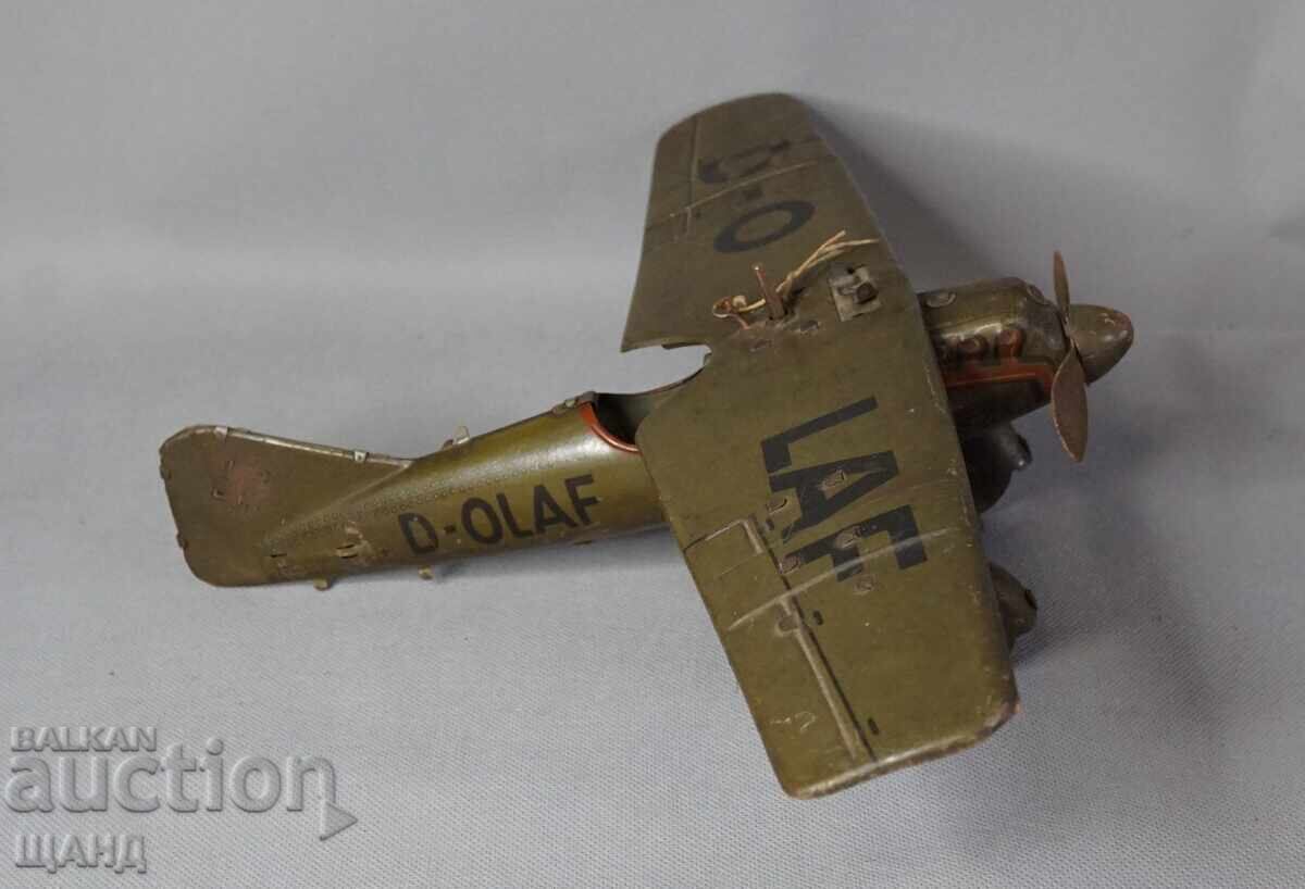 Παράδοση 1930 Tippco Γερμανικό μεταλλικό μηχανικό παιχνίδι, μοντέλο αεροπλάνο