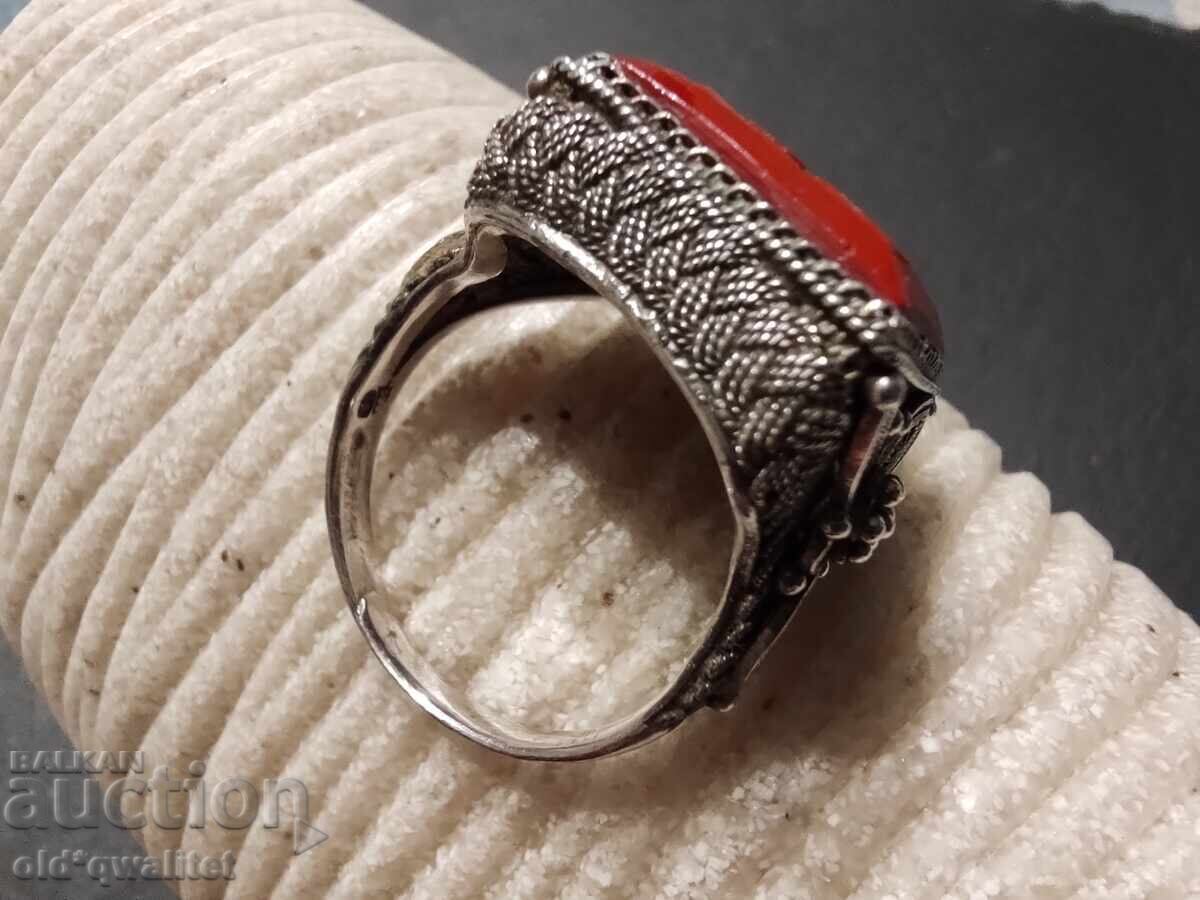 Παράδοση Εξαιρετικό ασημένιο δαχτυλίδι φιλιγκράν, χειροποίητη πλάκα Παράδοση Εξαιρετικό ασημένιο δαχτυλίδι φιλιγκράν, χειροποίητη πλάκα