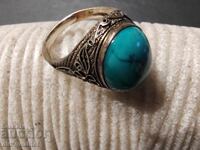 Inel de argint filigranat neobișnuit, Turcoaz natural