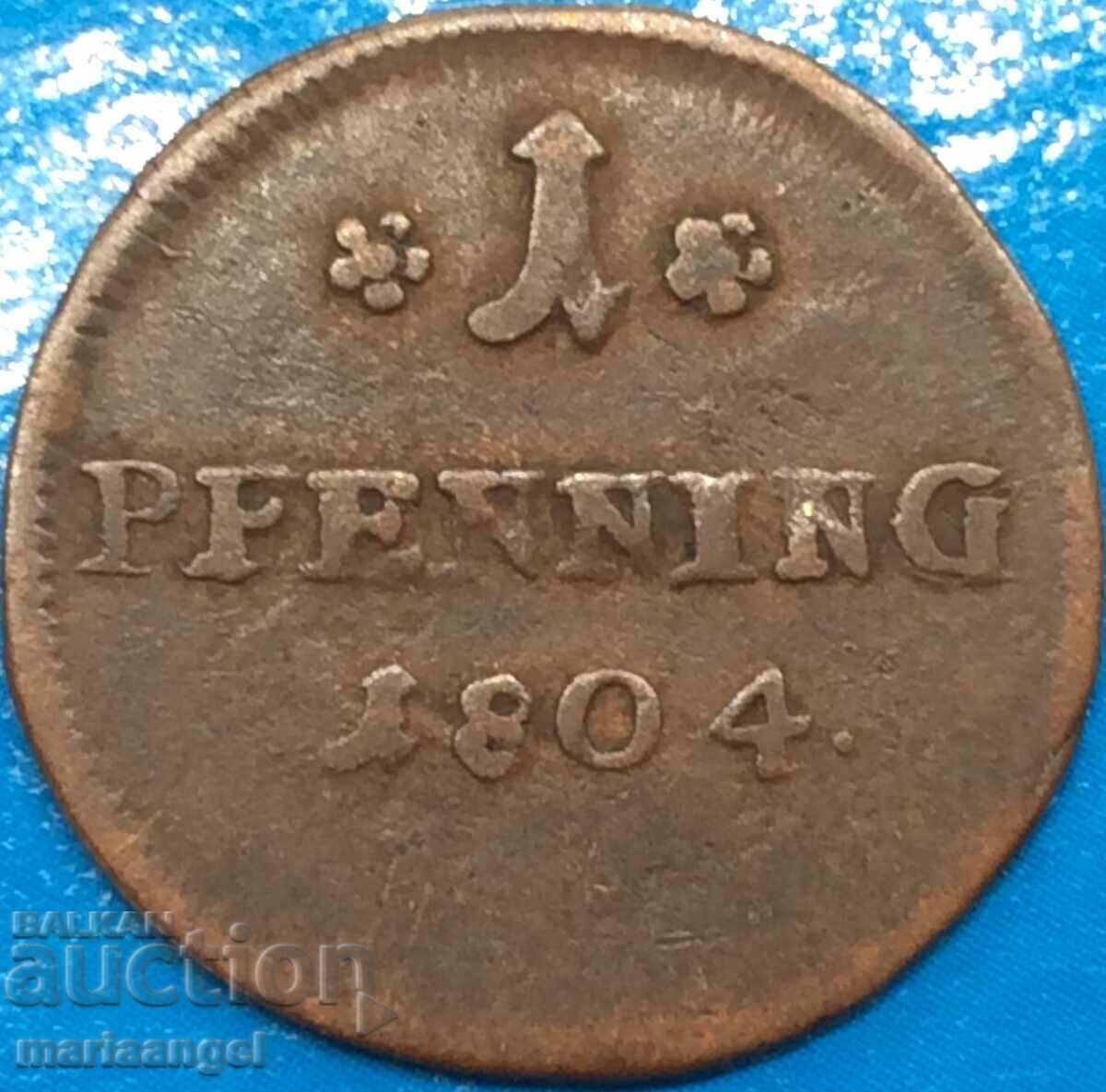 Παράδοση Γερμανία 1 pfennig 1804 Levenstein χάλκινο - σπάνιο νόμισμα