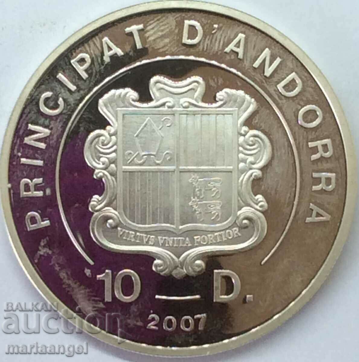 Παράδοση Ανδόρα 2008 10 δηνάρια Olympics Gymnastics 38mm ασήμι