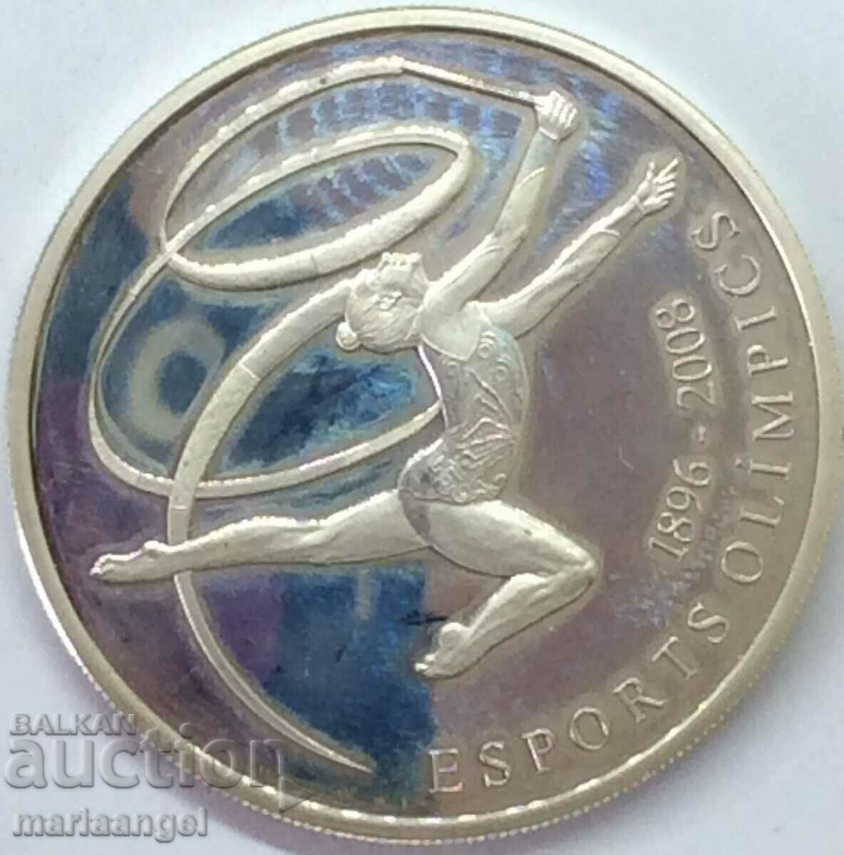 Ανδόρα 2008 10 δηνάρια Olympics Gymnastics 38mm ασήμι - 5