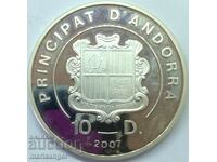 Ανδόρα 2008 10 δηνάρια Olympics Gymnastics 38mm ασήμι
