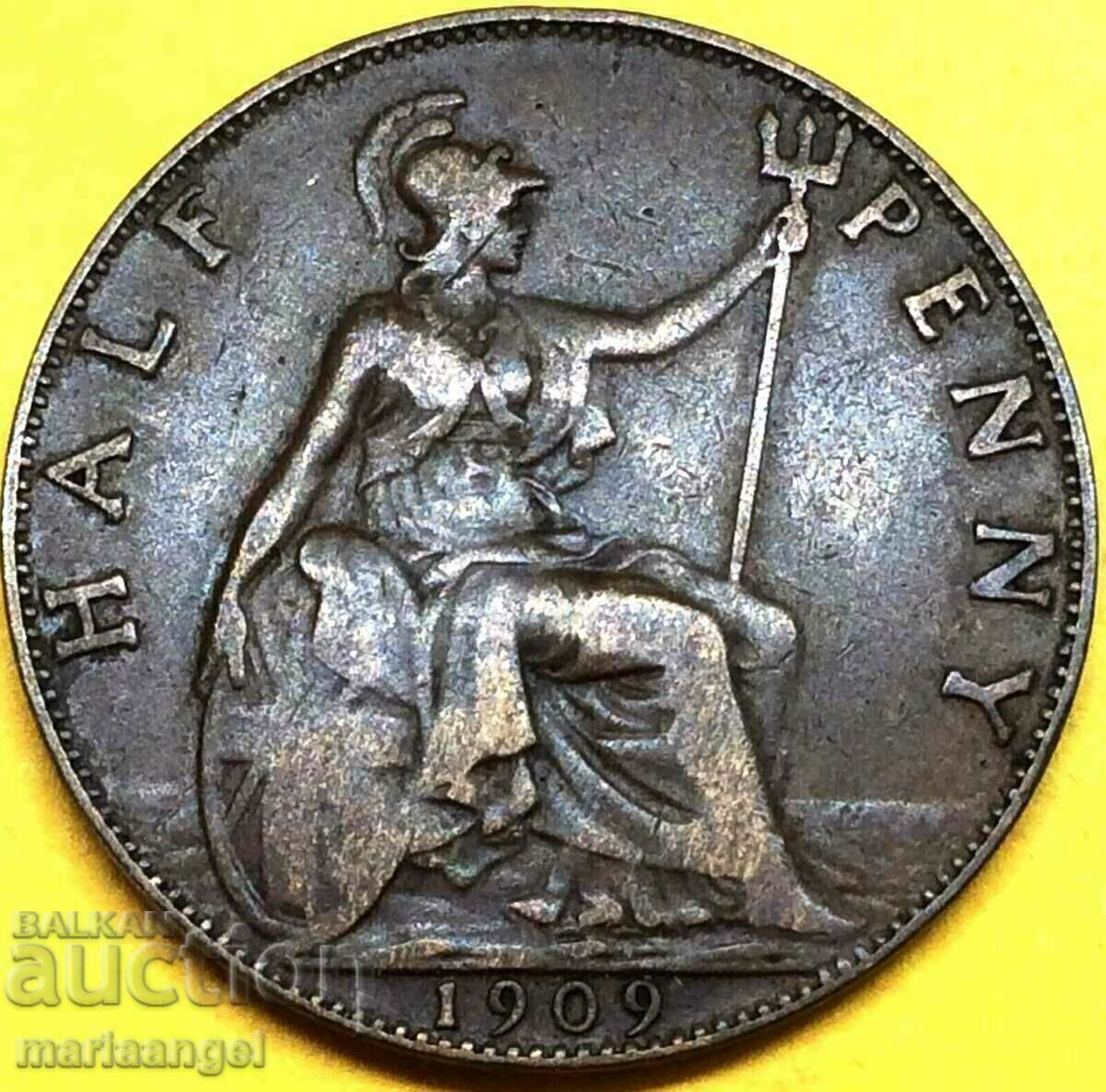 Marea Britanie 1/2 penny 1909 cu preț 11.99 BGN | € 6.13