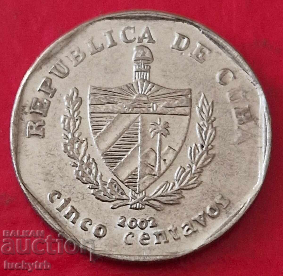 5 λεπτά 2002 - Κούβα με τιμή 0.40 BGN | € 0.20