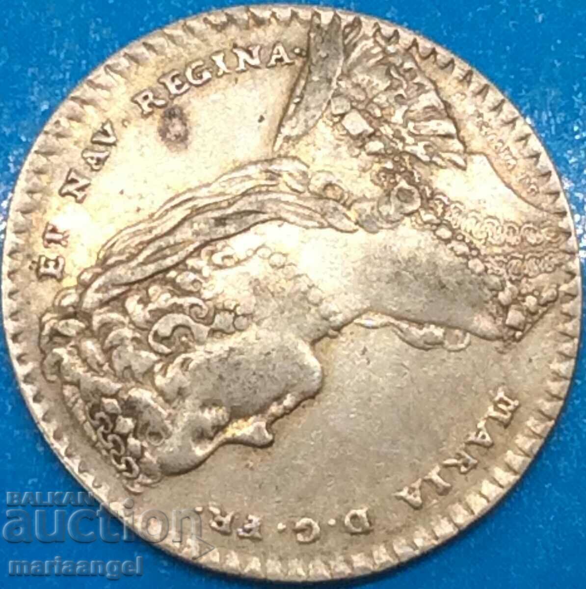 France 1728 Maria Leshtinska 7.33g silver token exc. rare - 5