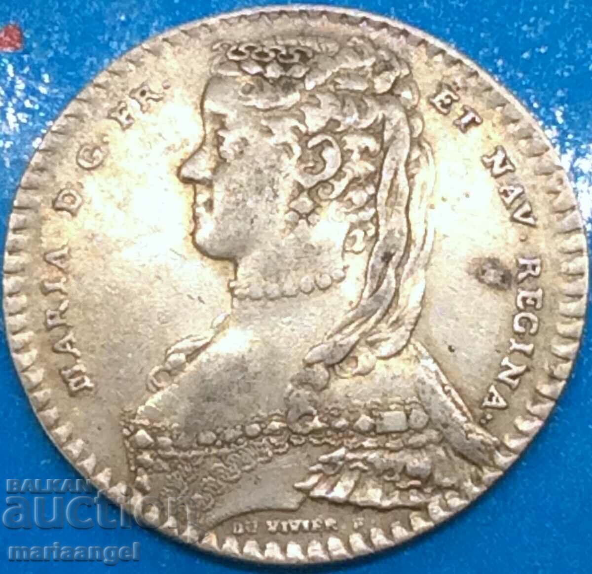 France 1728 Maria Leshtinska 7.33g silver token exc. rare - 7