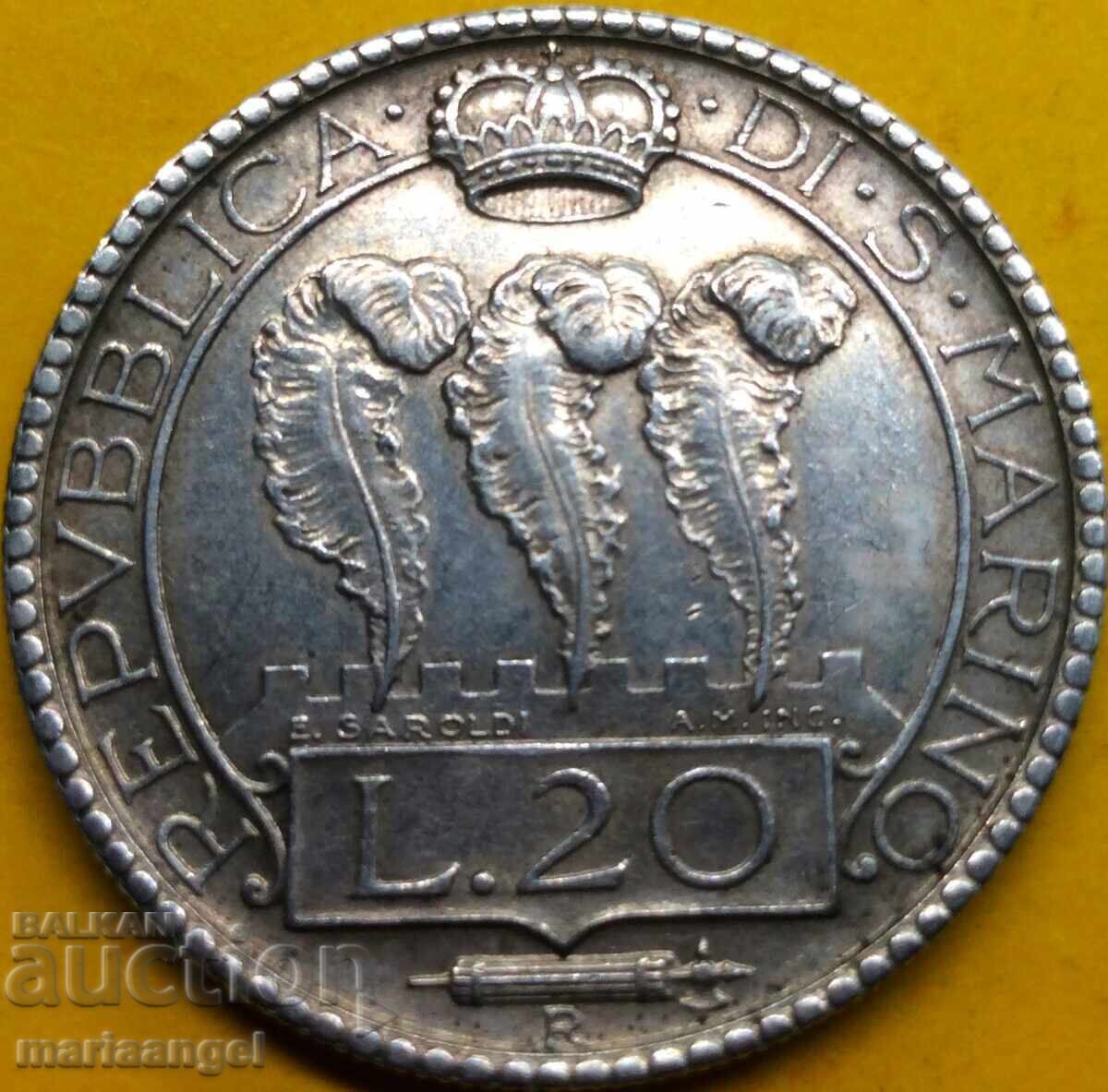 20 San Marino Lira 1933 Silver with price 220.00 BGN | € 112.48