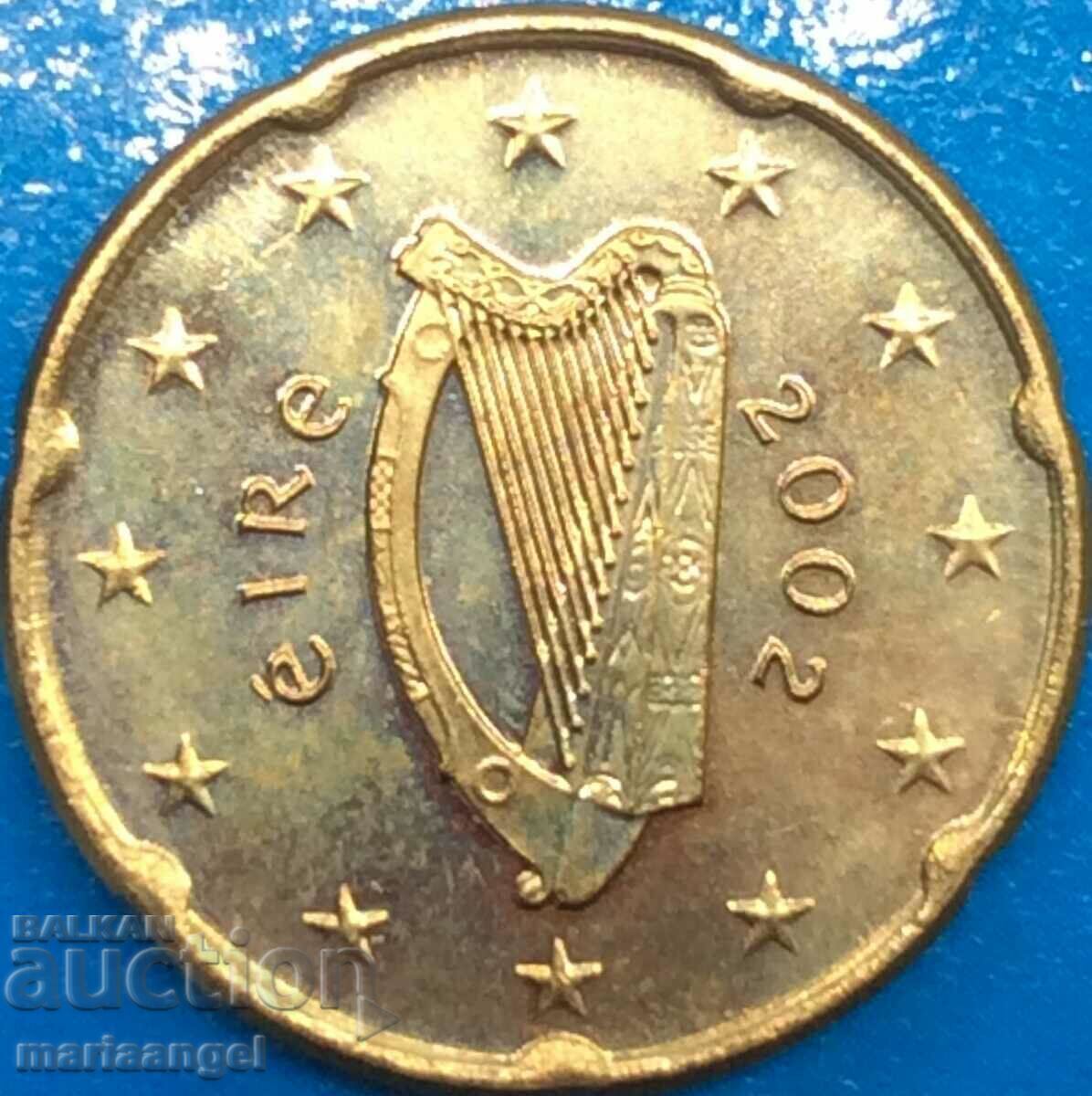 20 λεπτά του ευρώ 2002 Ιρλανδία UNC PROOF ορείχαλκος με τιμή 9.00 BGN | € 4.60