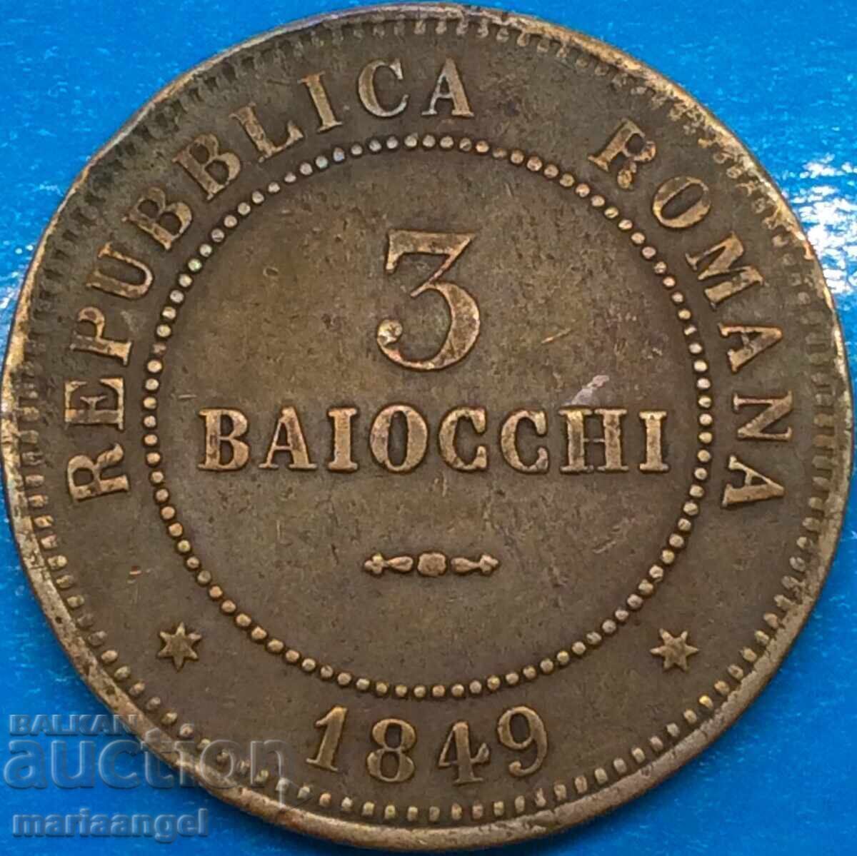 Republica Romană 3 Baiochi 1849 Roma Italia 25,46g bronz cu preț 126.00 BGN | € 64.42 Republica Romană 3 Baiochi 1849 Roma Italia 25,46g bronz cu preț 126.00 BGN | € 64.42