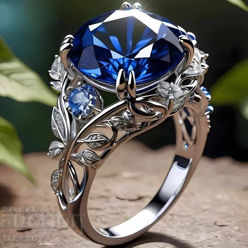 Inel cu zirconiu cubic albastru Inel cu zirconiu cubic albastru