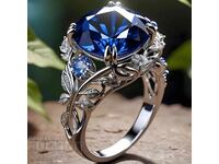 Inel cu zirconiu cubic albastru