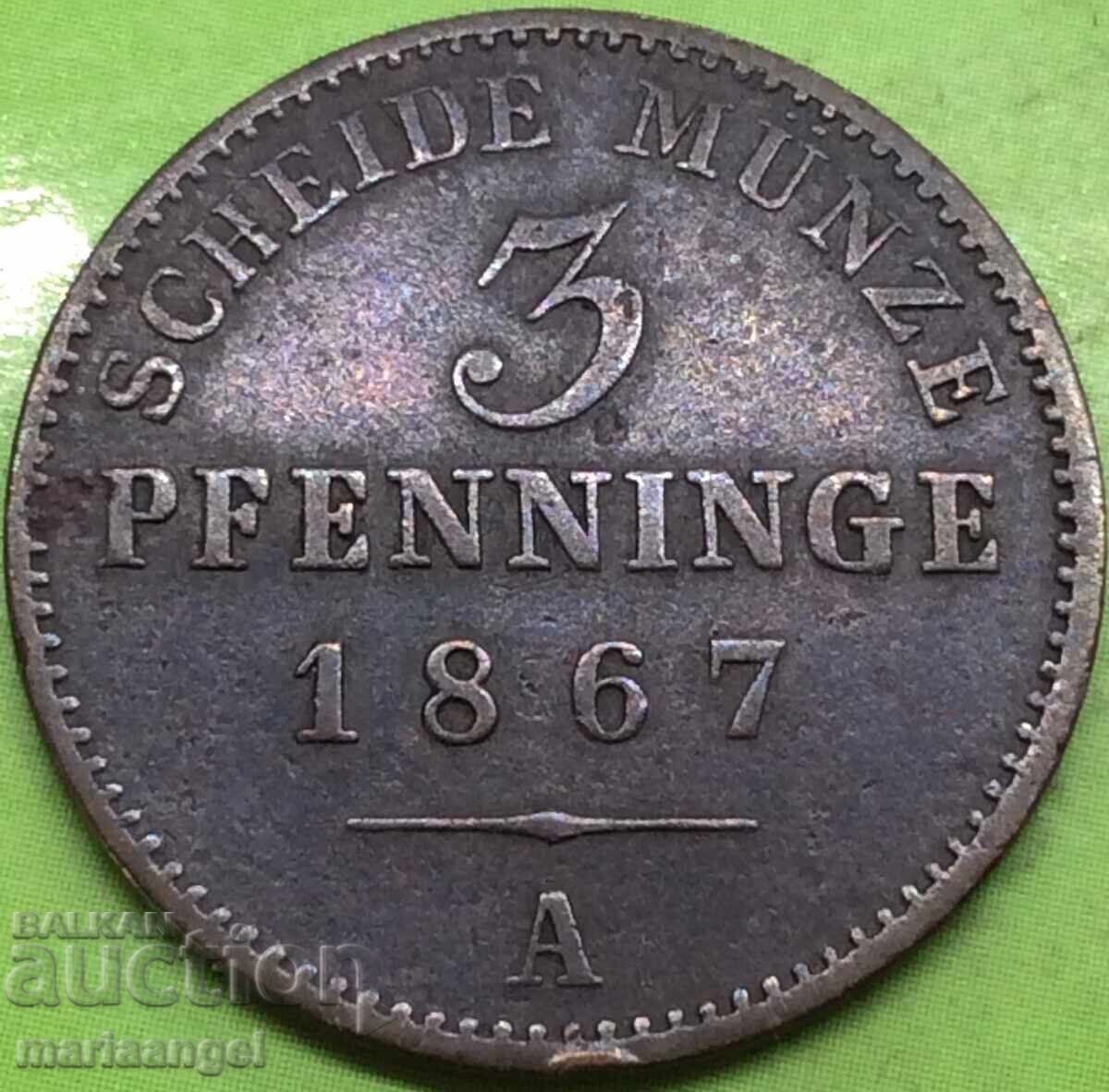 Παράδοση 3 Pfennig 1867 Γερμανία Πρωσία