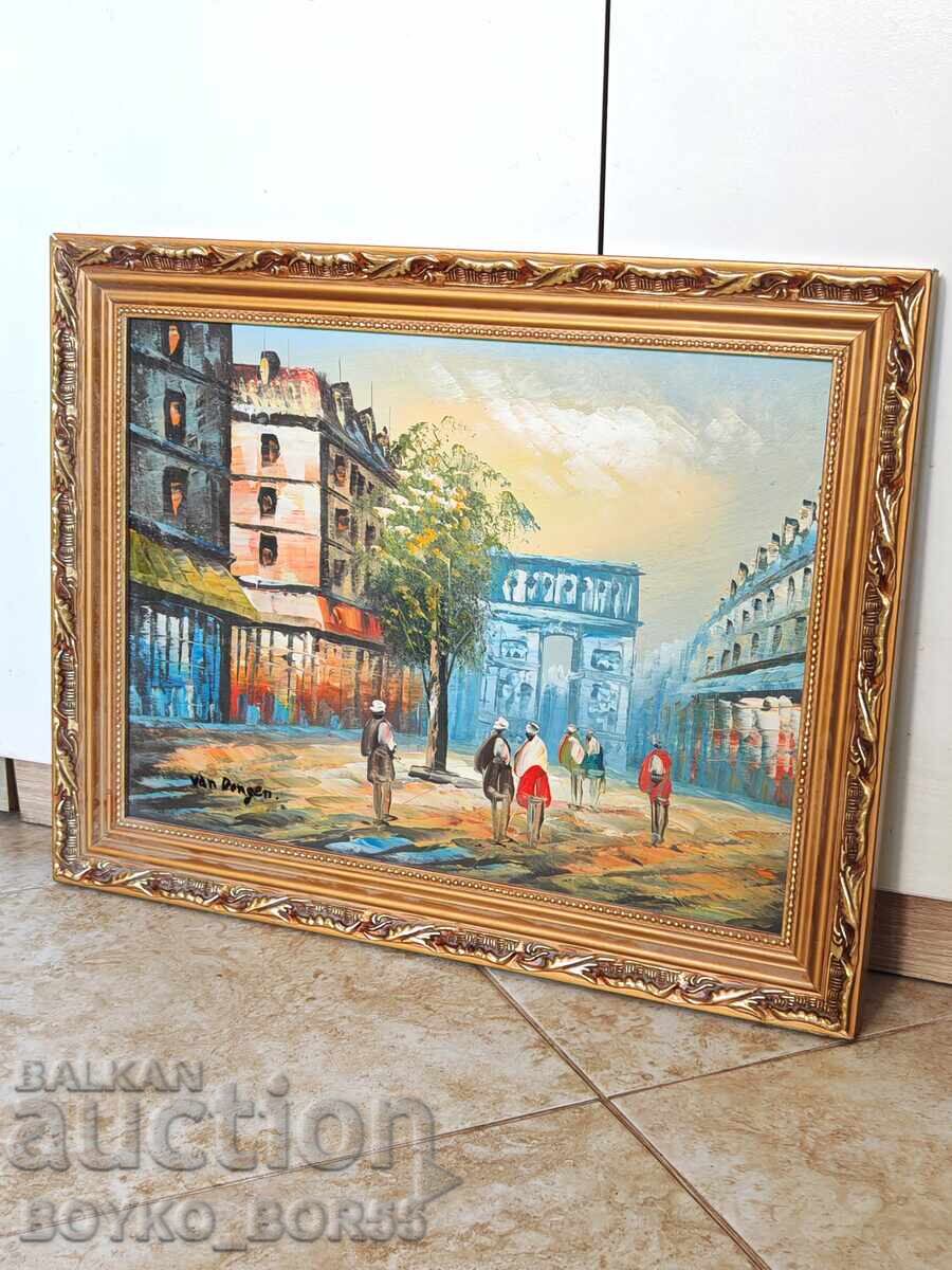 Υπέροχος Παλιός Πίνακας Λαδιού σε Καμβά