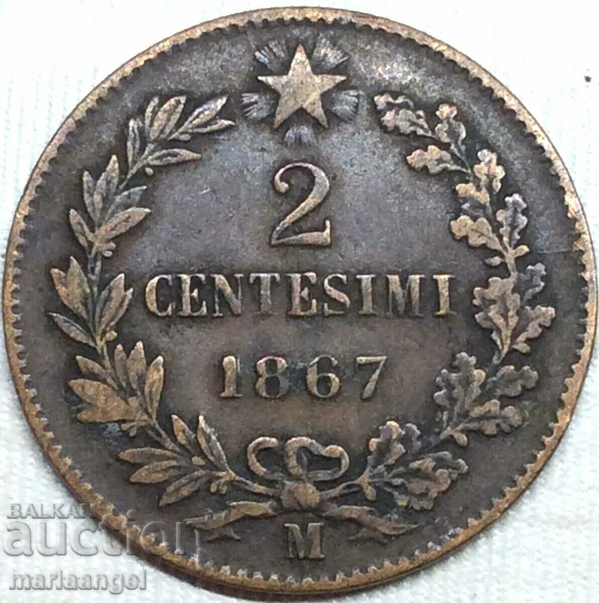 2 centesimi 1867 M - Milano Italia centesimi