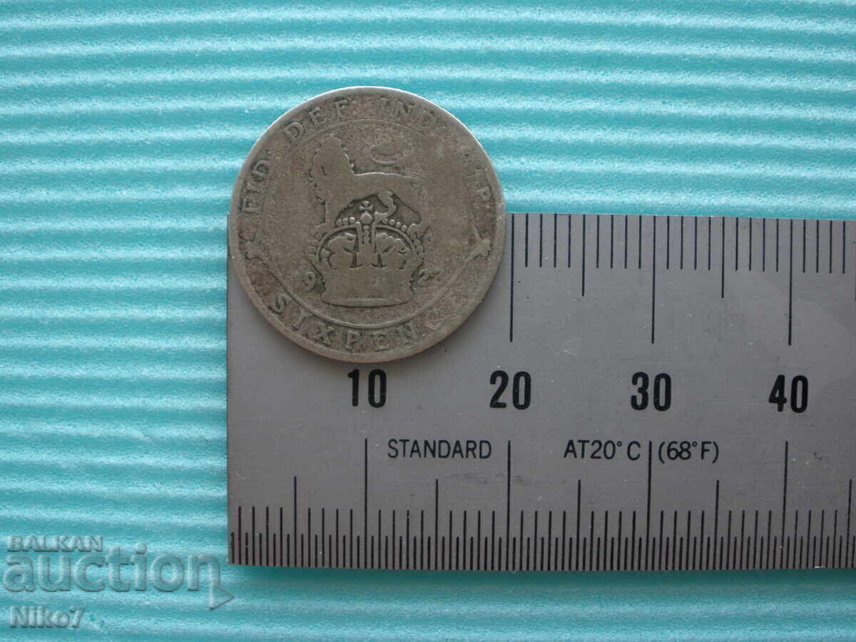 Monedă de argint de șase pence (1923) - Marea Britanie - 6