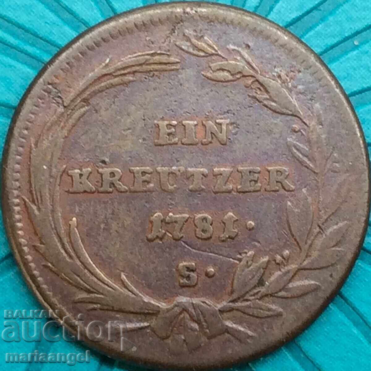 Austria 1 Kreuzer 1781 S - Schmolnitz Ruler Joseph II with price 21.00 BGN | € 10.74 Austria 1 Kreuzer 1781 S - Schmolnitz Ruler Joseph II with price 21.00 BGN | € 10.74
