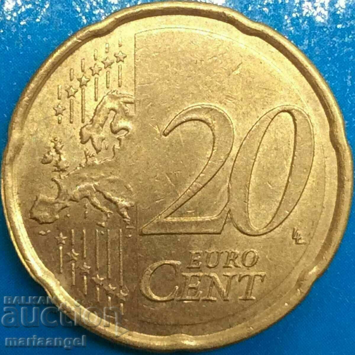 20 Euro Cent 2008 Spain brass - rare! - 6 20 Euro Cent 2008 Spain brass - rare! - 6