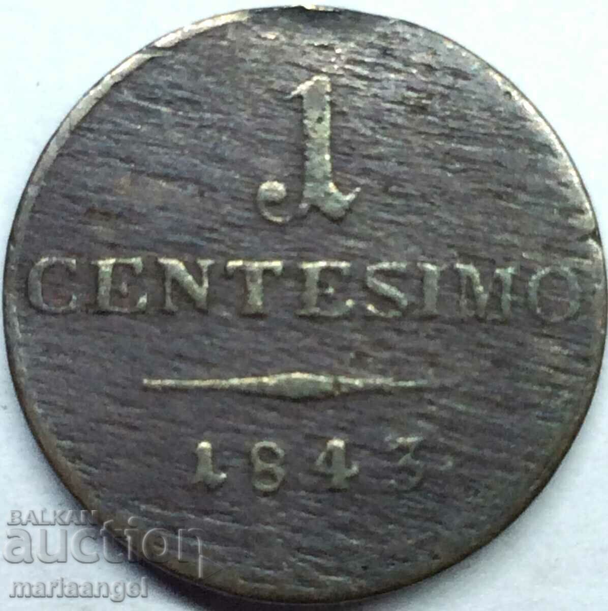 1 centesimo 1843 Lombardy Venice Ferdinand Habsburg with price 12.00 BGN | € 6.14