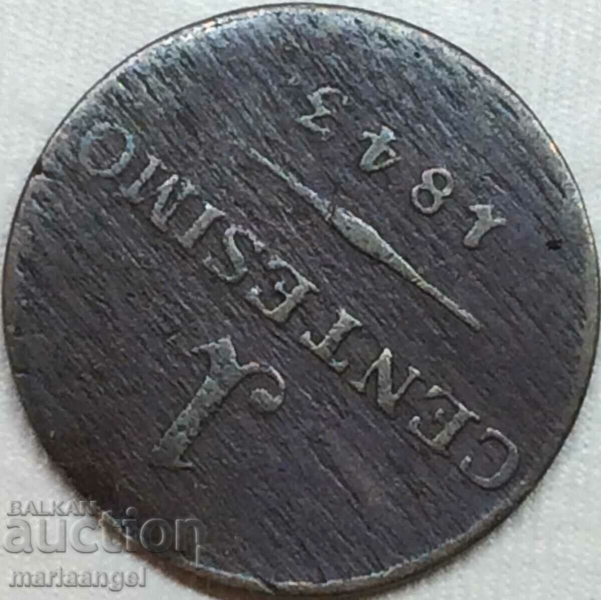 1 centesimo 1843 Lombardy Venice Ferdinand Habsburg - 5