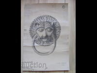 1924g. Pictură veche, creion - proiect Vasil Beiazov (1901-1980)