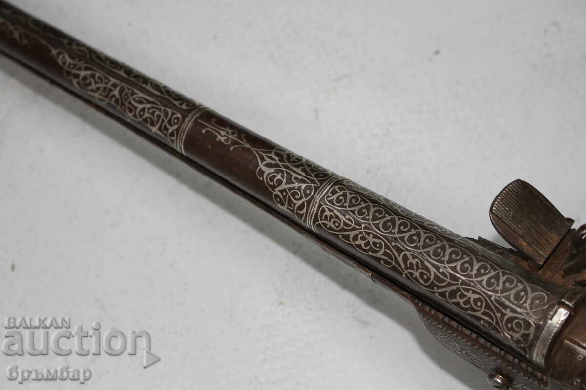 Rare short rifle Arnautka, flintlock with an interesting barrel - 6 Rare short rifle Arnautka, flintlock with an interesting barrel - 6