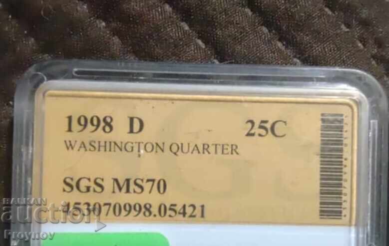 Δημοπρασία Λοτ: 3τμ. 25 σεντ 1990 D-1994 D-1998 D -MS 70 Δημοπρασία Λοτ: 3τμ. 25 σεντ 1990 D-1994 D-1998 D -MS 70